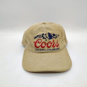 Coors Banquet Golden Colorado Corduroy Baseball Cap Mens Adjustable Tan Snapback